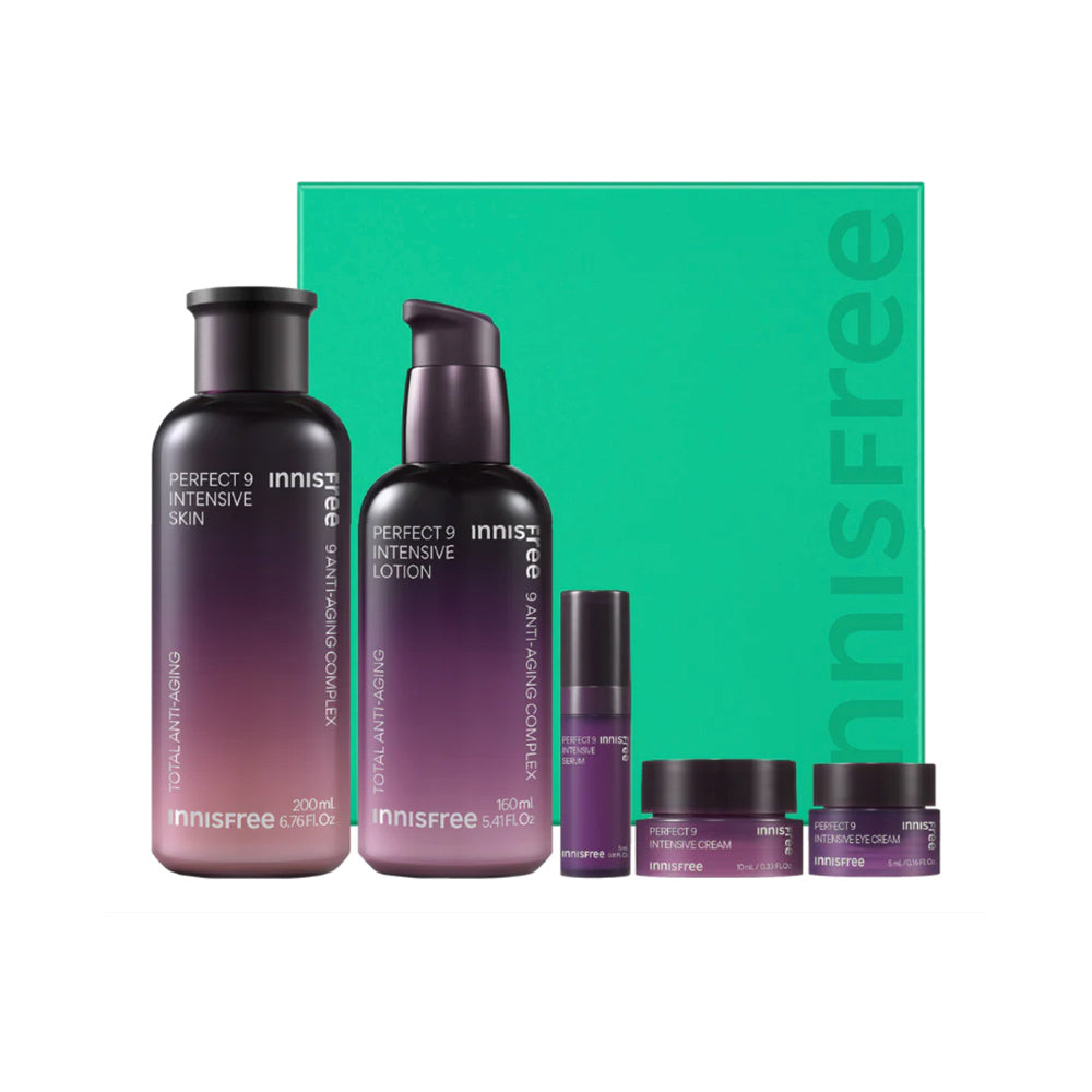 #innisfree #Perfect9Intensive #AntiAgingSet #Kbeauty #JejuElixir #LingzhiMushroom #WrinkleCare #SkinFirming #KoreanSkincare #MatureSkin #HolidaySet #Brightening #JejuIsland