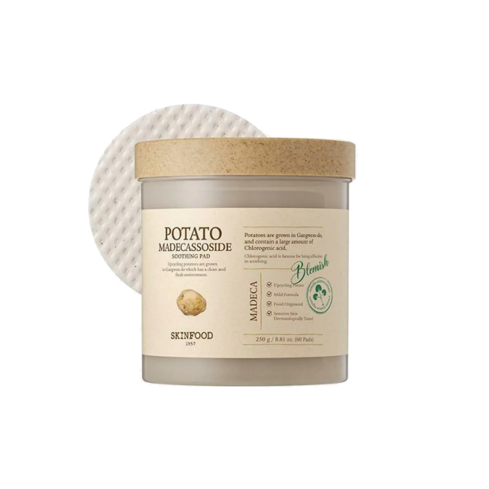 #Skinfood #PotatoPad #Madecassoside #SoothingPad #Kbeauty #UpcycledBeauty #SpotCare #SensitiveSkin #SkinBarrierRepair #BrighteningSkincare
