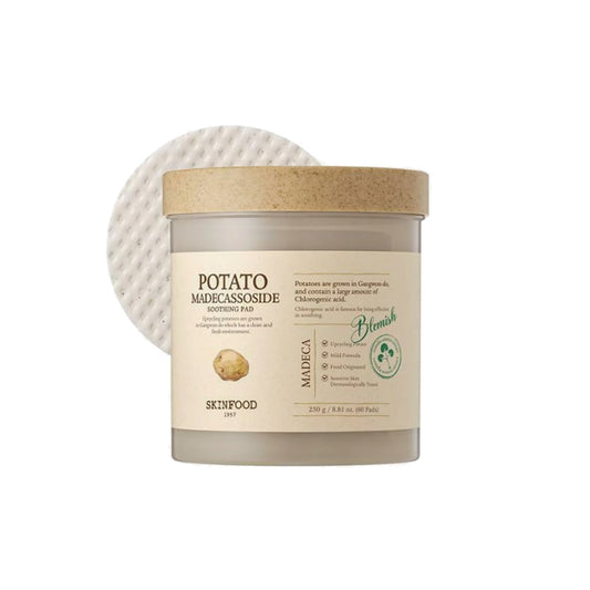 #Skinfood #PotatoPad #Madecassoside #SoothingPad #Kbeauty #UpcycledBeauty #SpotCare #SensitiveSkin #SkinBarrierRepair #BrighteningSkincare