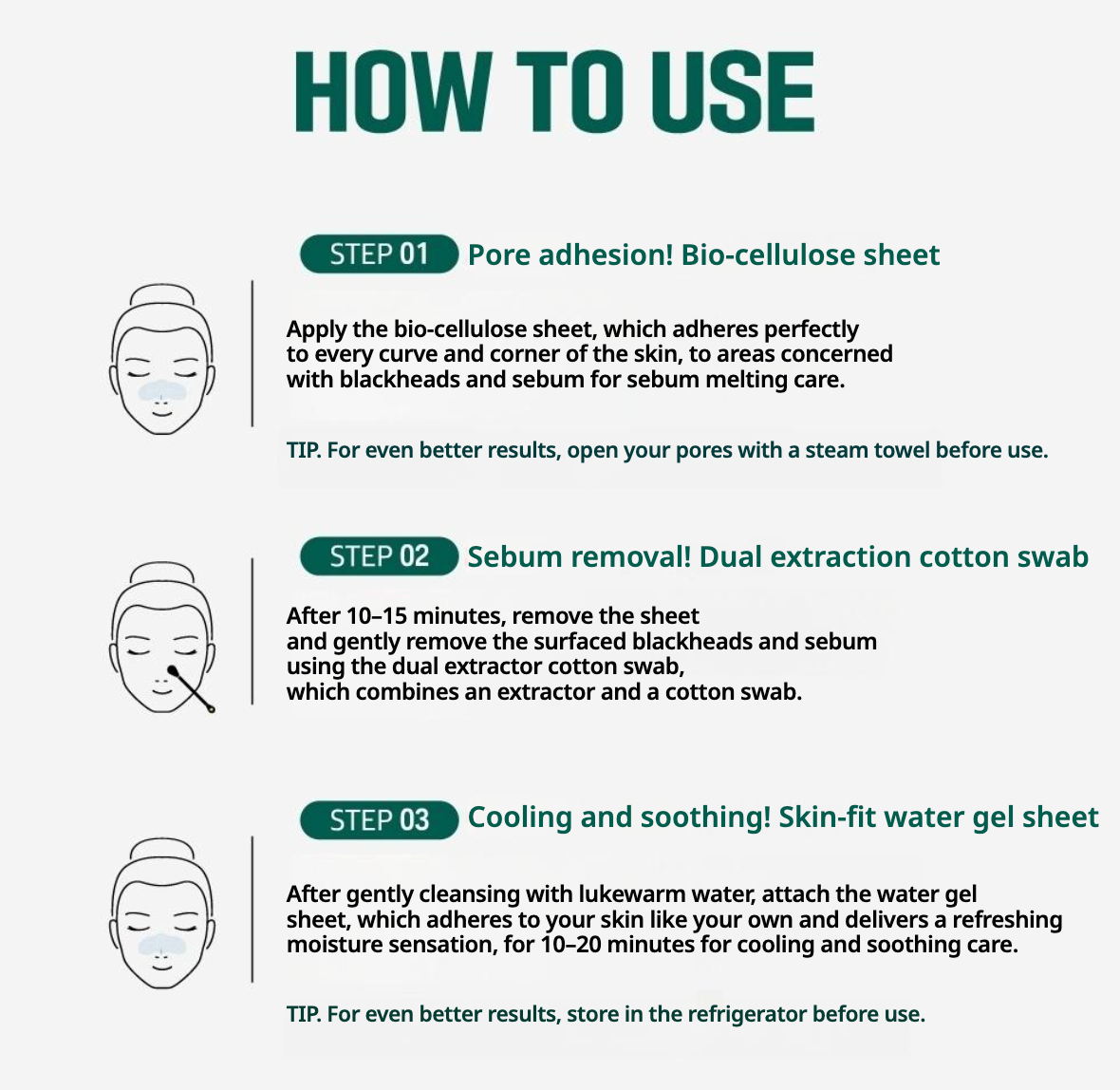 【ROUND LAB】 Pine Tree Soothing Cica Biocellulose Nose Pack 2-Step Kit 5P