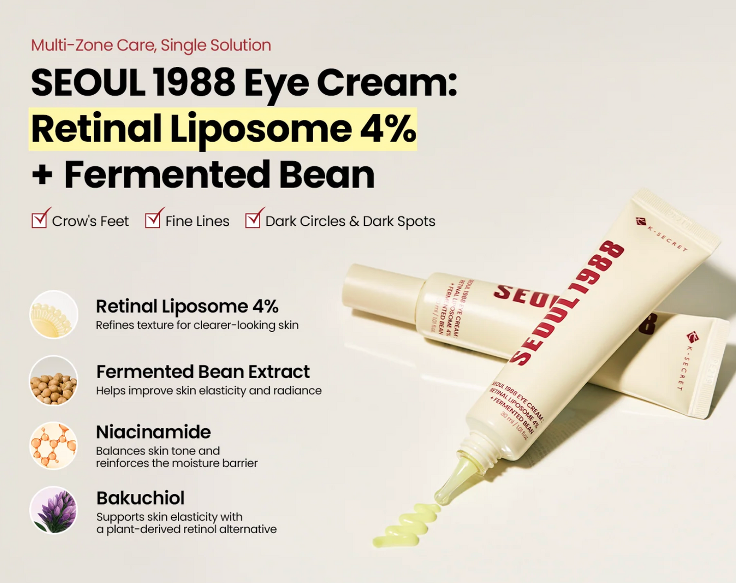 【SEOUL 1988】 Eye Cream : Retinal Liposome 4% + Fermented Bean (30ml)