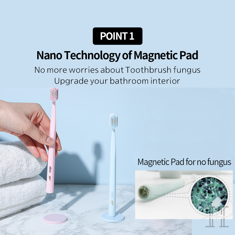 【ukiwi】  Magnetic Anti-bacterial Toothbrush: Renewal Edition Set (3 Toothbrush + 1 Magnetic Pad) *Color selection available