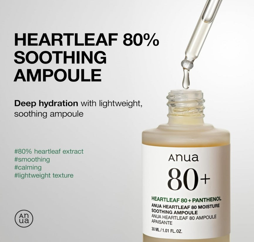 【Anua】  HEARTLEAF 80 MOISTURE SOOTHING AMPOULE 30ml