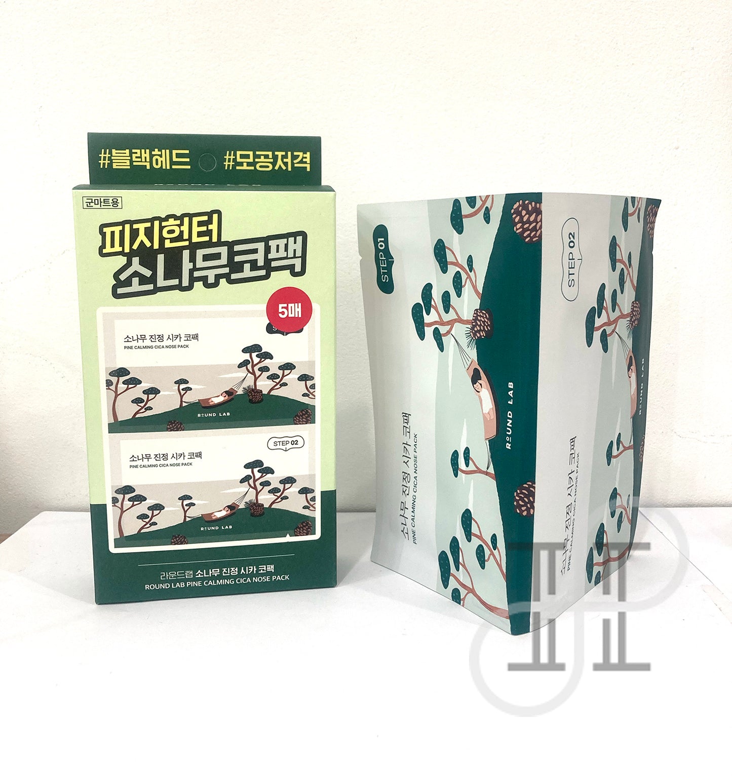 【ROUND LAB】 Pine Tree Soothing Cica Biocellulose Nose Pack 2-Step Kit 5P