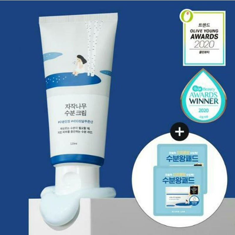 ROUND LAB Birch Juice Moisturizing Cream Set (120ml + Moisture Pad 4ea)