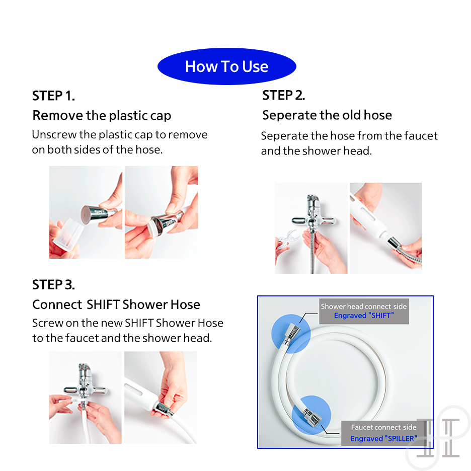 SHIFT Anti Bacterial Silicon Shower Hose(2m) - auto draining